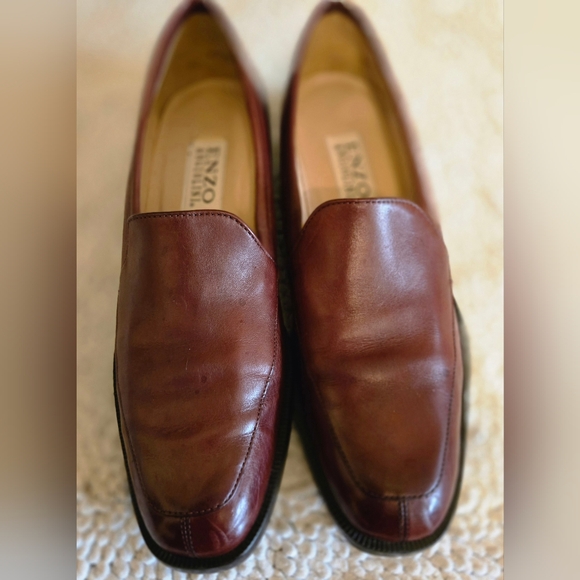 Enzo Angiolini Brown Leather Slip On Loafers - Picture 2 of 11